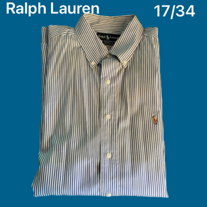 Ralph Lauren XL Blue/White Stripe Dress Shirt